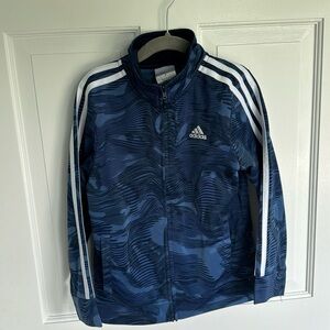 Adidas boys track jacket EUC size 6 navy and white